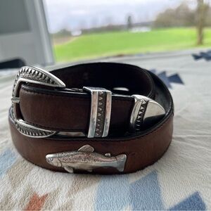 VINTAGE FULL GRAIN LEATHER SALMON BELT